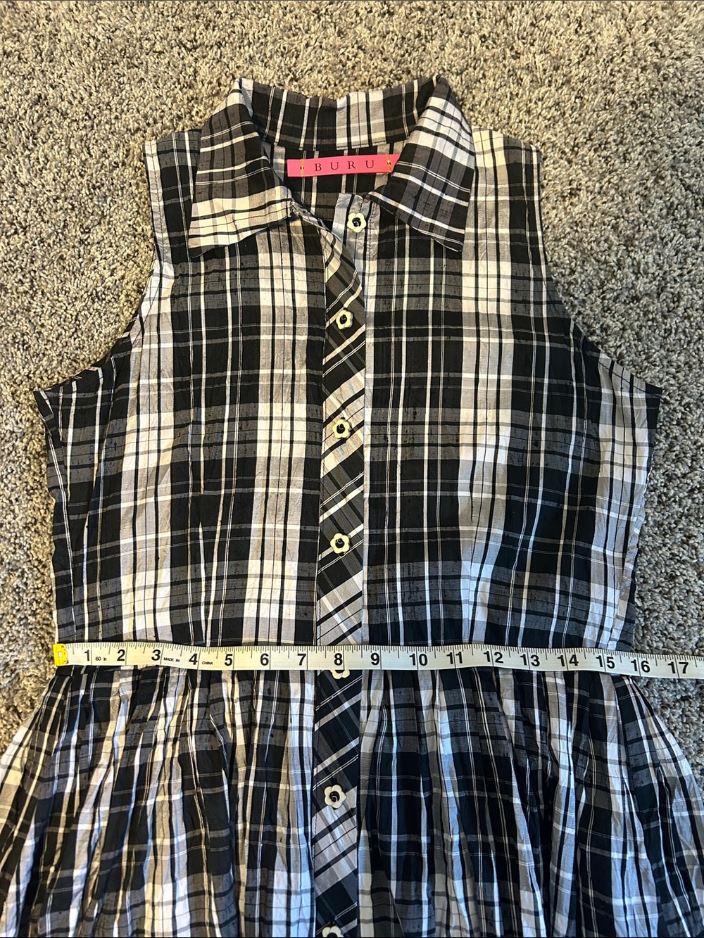 Buru Sz M Black and White Plaid Dress - Picture 6 of 8
